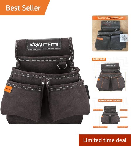 Brown leather tool belt - belt, pouch