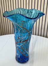 Large Blue Art Glass Vase –