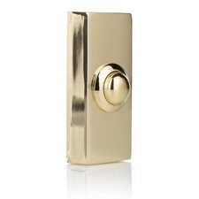 Brass Door Bell Push Wired Button Polished Replacement Unlit - Byron 2204