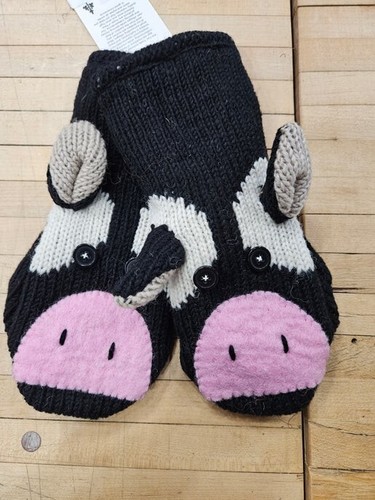 Cow wool mittens fleece lined - cow, fleece-lined