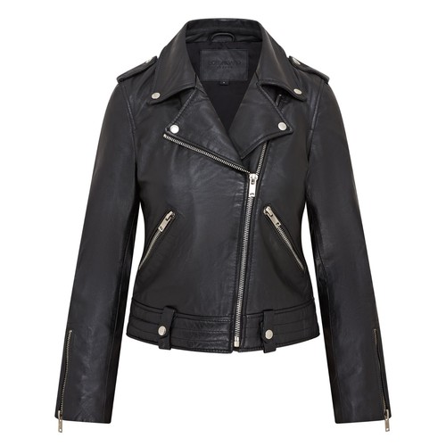 Ladies black biker leather - ladies,
