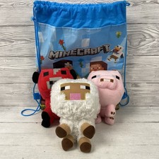 Mojang Minecraft Pig, Mushroom Cow, Baby Sheep, 5” Long Plush Soft Toys PK