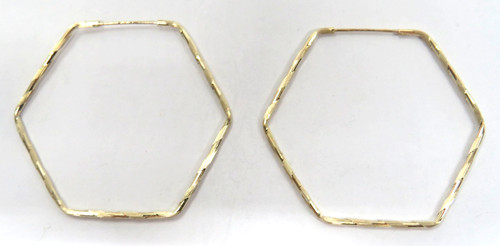 14k yellow gold large hexagon - gold,