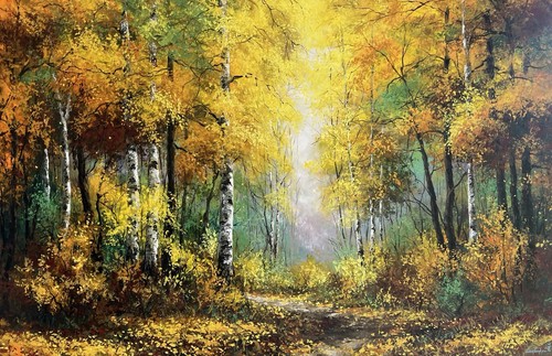 Original oil painting autumn - original,