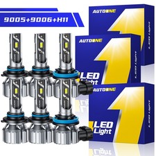 6x 9005 9006 H11 LED Headlight Bulbs Combo High Low Beam 6000K Super Bright 6pcs