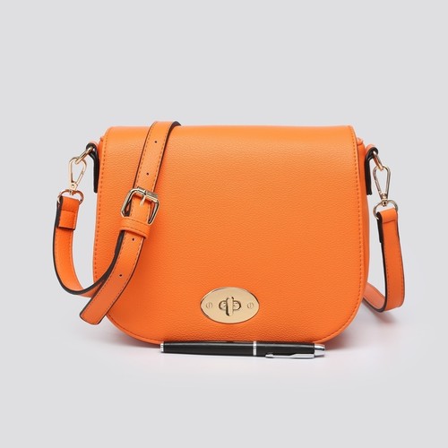 Faux leather saddle bag - leather,