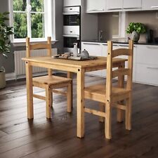 Small Natural Wooden Dining Table And 2 Chairs Set Kitchen Room Rustic Pine