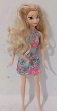 Elsa Disney Barbie Doll From  Frozen In Blue And Pink Floral Dress