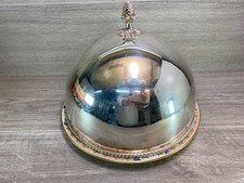 Silver Plated round Meat Dome Food plate Cover vintage 10"  stamped THF england