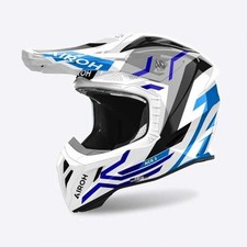 Airoh (Adult) MX Motorbike Helmets - Aviator Ace GROUND (White/Blue)
