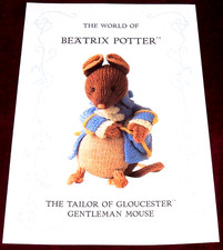 BEATRIX POTTER - GENTLEMAN MOUSE TOY - ALAN DART KNITTING PATTERN DK 19cm