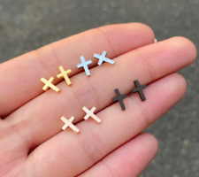 Stainless steel 304 mini silver cross stud gift cute elegant simple