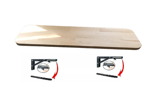 Long solid oak folding shelf - long,