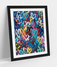 BANKSY LOVE WALL PORTRAIT-ART FRAMED POSTER PICTURE PRINT-RAINBOW MULTI COLOUR