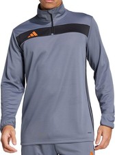 adidas Tiro 25 Essentials Mens Training Top Grey Long Sleeve Half Zip Football