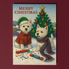 West Highland White Terrier Dogs - Christmas Premium Card Envelope Personalised