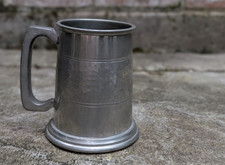 Vtg GOLFER 19th Hole Pewter Tankard John Turton Sheffield Glass Bottom Jug Beer