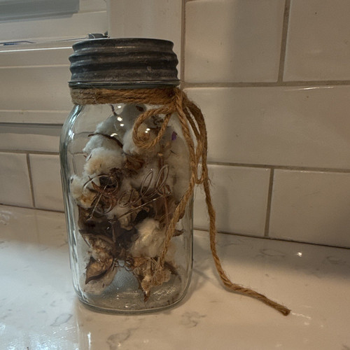 Antique ball jar filled - jar,
