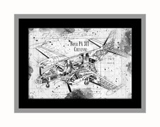Line Tech Drawing  Piper PA 31T Cheyenne Art Airplane Plane Poster Print
