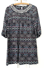 MARKS & SPENCER INDIGO COLLECTION. PEACOCK MULTI PRINT TUNIC DRESS. SIZE 10
