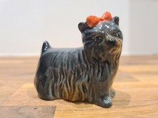 Vintage Goebel Small Yorkshire Terrier Dog with Red Bow West Germany 