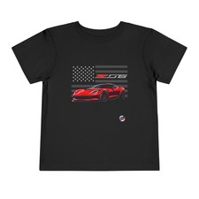 Red Corvette Z06 Toddler T-Shirt Red American Flag Car Kid Tee