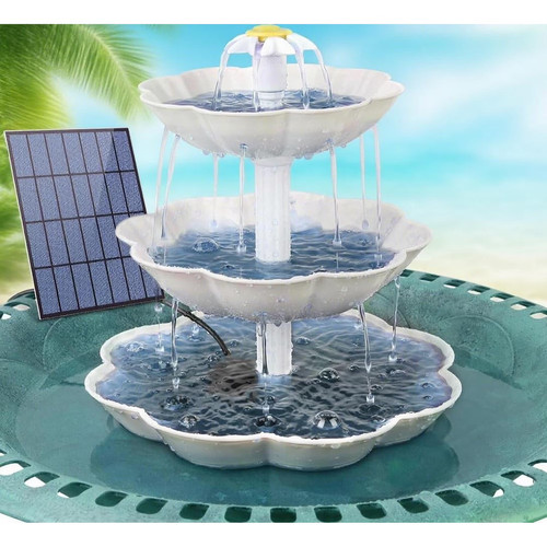 Tiered bird bath with 5w - tiered,