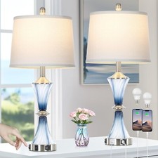 Blue Glass Table Lamp Set of 2