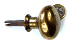 SINGLE ANTIQUE BRASS ROUND DOOR/WINDOW/SHUTTER HANDLE KNOB WITH SHORT SPINDLE