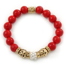 10mm Red Ceramic Stone, Gold