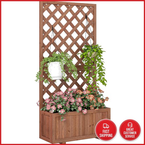 Rustic wooden garden planter - wooden,