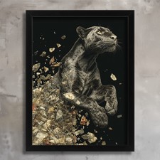 Black panther art print wild - black,