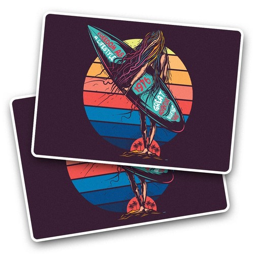 Vinyl sticker cool - 2x, surf