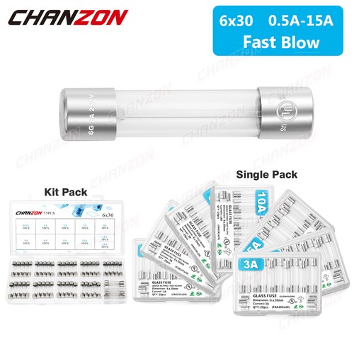 6x30mm glass tube fuse 1a - 6x30mm,