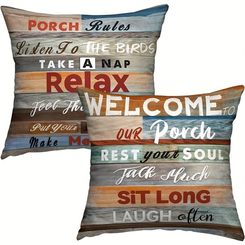 2pcs porch rules pillow cover - 2pcs,