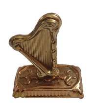 Miniature Harp Ornament Dollhouse Furniture Brass 6cm made in England Vintage