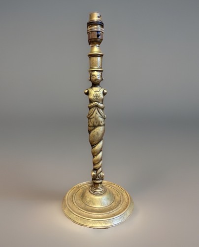 Vintage heavy tall brass table - tall,