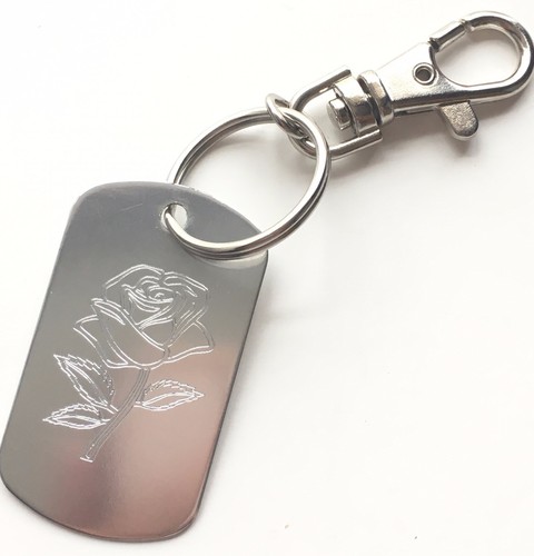 Rose silver tag keyring - silver, a