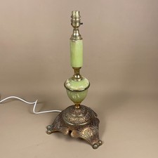 Antique Onyx Marble Gold Brass Lamp Light Bedside Table Metal Vintage Ornate
