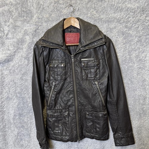 Superdry men black leather - black,