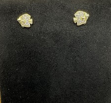 14k fish pavé clear - fish,