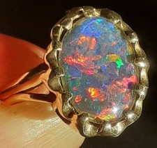 Black Opal Ring 9ct Gold Size