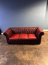 Superb Vintage Oxblood Leather Chesterfield 3 Seater Sofa Uk Delivery