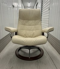 Ekornes Stressless Signature Base Opal Cream Leather Armchair Large