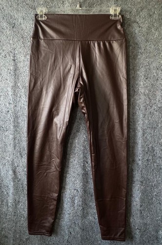 Brown faux leather - brown, leggings