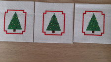 3 Christmas trees Cross Stitch Card Toppers