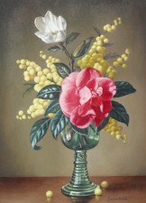 James Noble - Original Oil Painting - Magnolia, Camellia & Mimosa. Still Life.