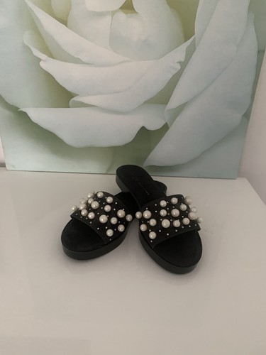 Black slip sandals never - black, sandals,