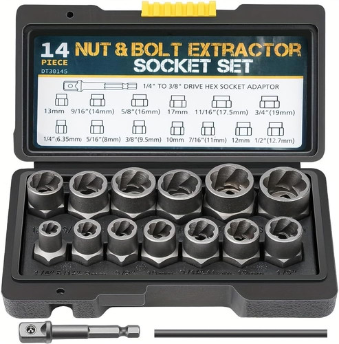 Nut bolt extractor set - bolt, 15pcs