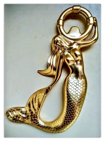 Vintage large brass - brass, mermaid